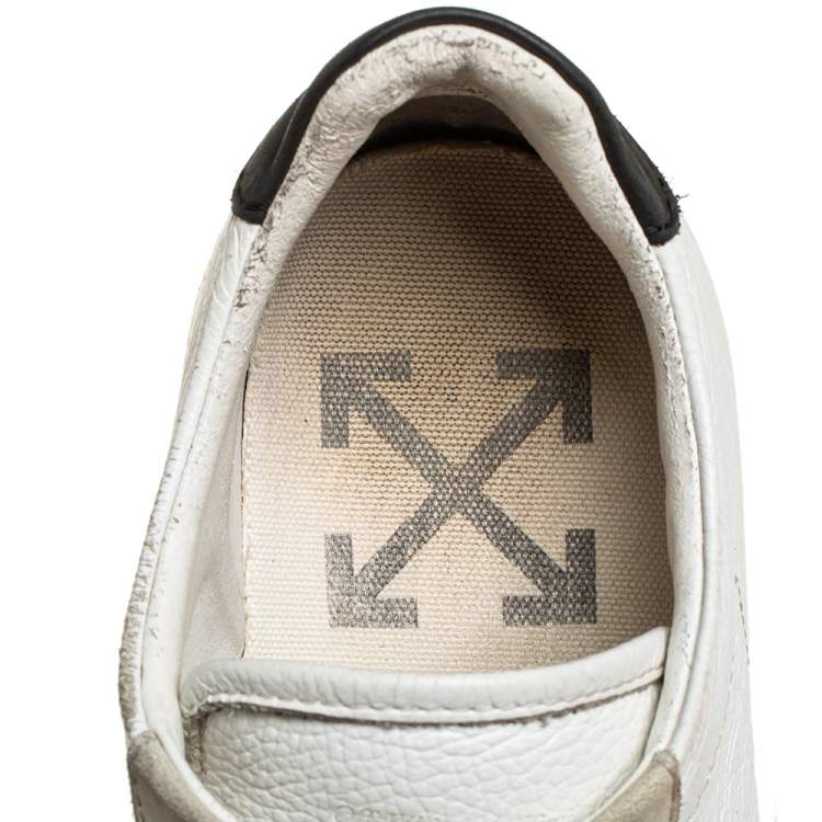 Pre Owned Off-White White/Black Leather Carryover Low Top Sneakers Size 37