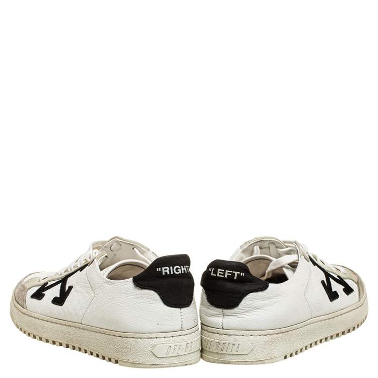 Pre Owned Off-White White/Black Leather Carryover Low Top Sneakers Size 37