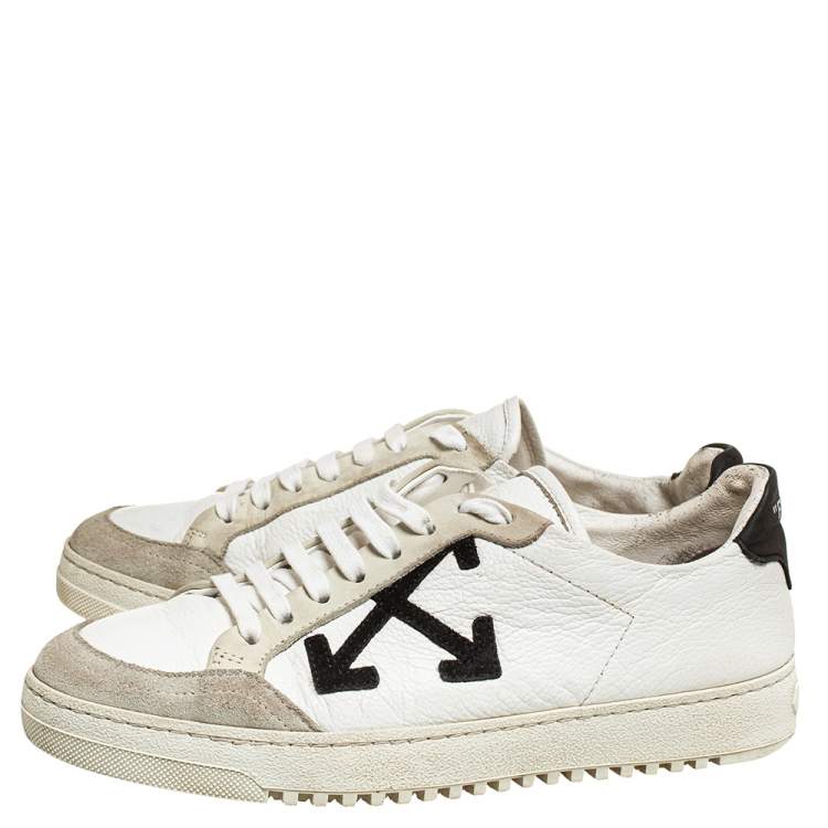 Pre Owned Off-White White/Black Leather Carryover Low Top Sneakers Size 37