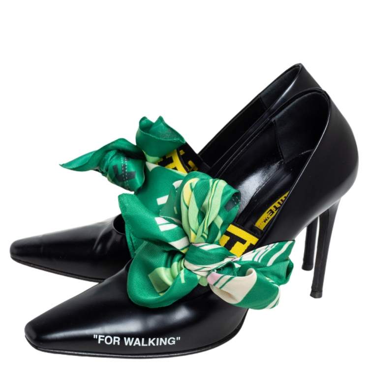 Pre Owned Off-White  Black Leather  Mary Jane Pointed Toe  Pumps Size 40