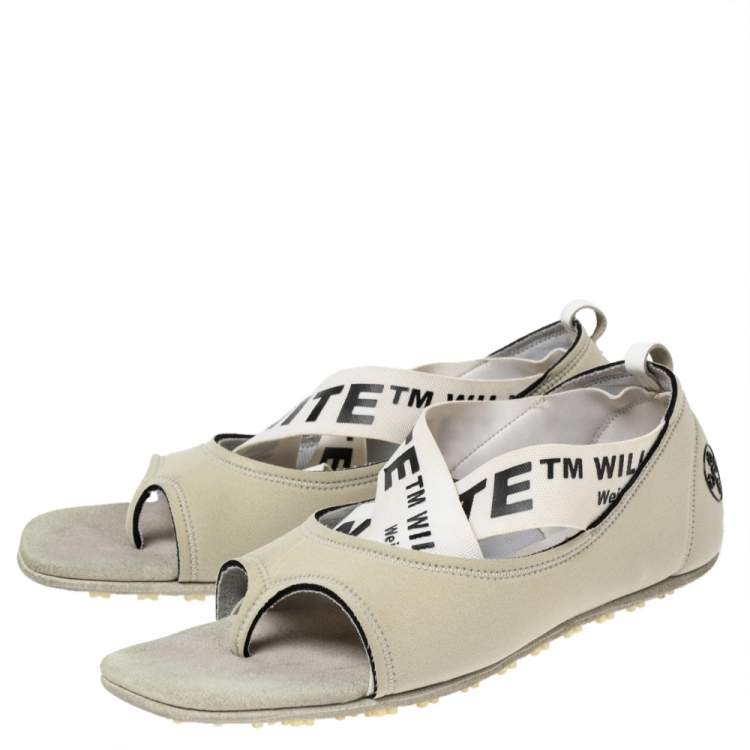 Pre Owned Off-White c/o Virgil Abloh Grey Fabric Yoga Flats Size 37