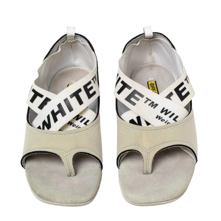 Pre Owned Off-White c/o Virgil Abloh Grey Fabric Yoga Flats Size 37