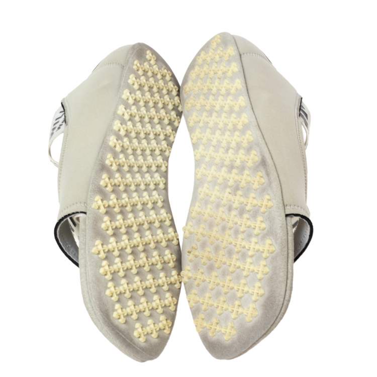 Pre Owned Off-White c/o Virgil Abloh Grey Fabric Yoga Flats Size 37