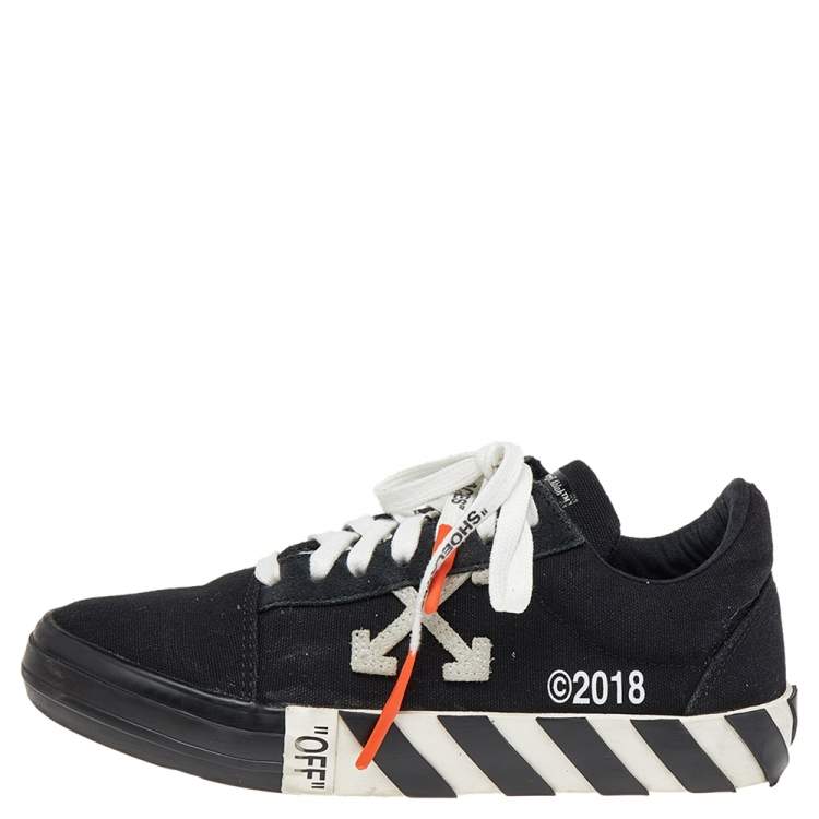 Off-White Black⁄White Canvas and Suede Vulcanized Striped Low Top Sneakers  Size 36 Off-White | TLC