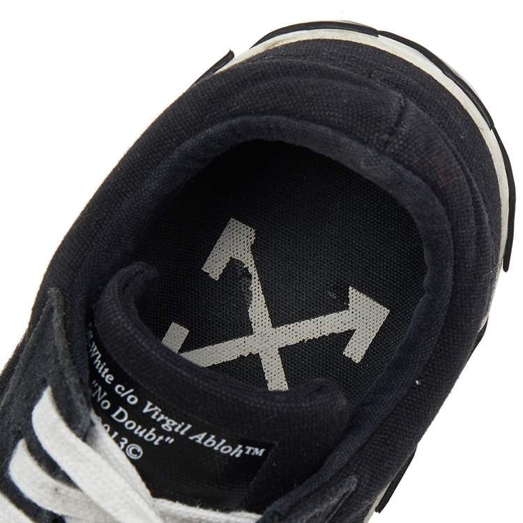 Pre Owned Off-White Black/White Canvas and Suede Vulcanized Striped Low Top Sneakers Size 36
