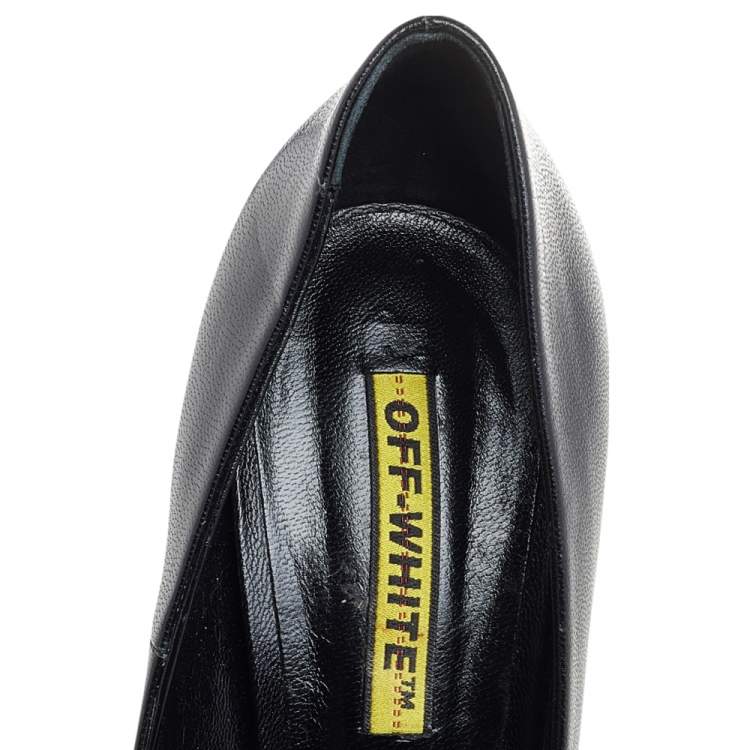 Pre Owned Off-White Black Leather For Walking Pointed Toe Pumps Size 39