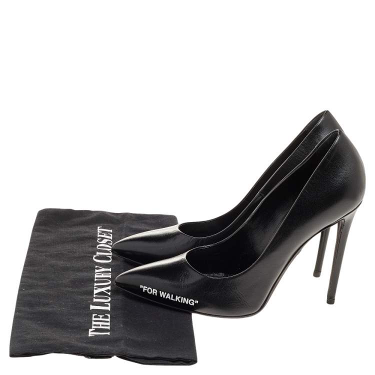 Pre Owned Off-White Black Leather For Walking Pointed Toe Pumps Size 39