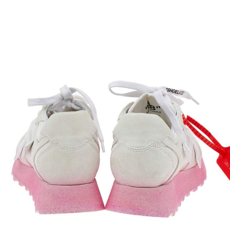 Pre Owned Off-White White Leather, Nylon, and Suede Degrade HG Runner Sneakers Size 38