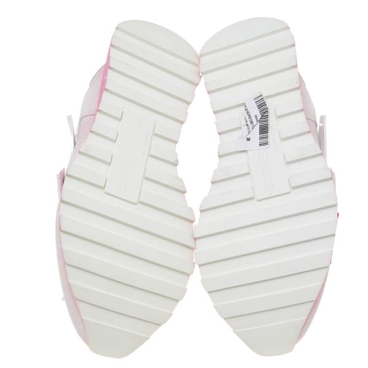 Pre Owned Off-White White Leather, Nylon, and Suede Degrade HG Runner Sneakers Size 38