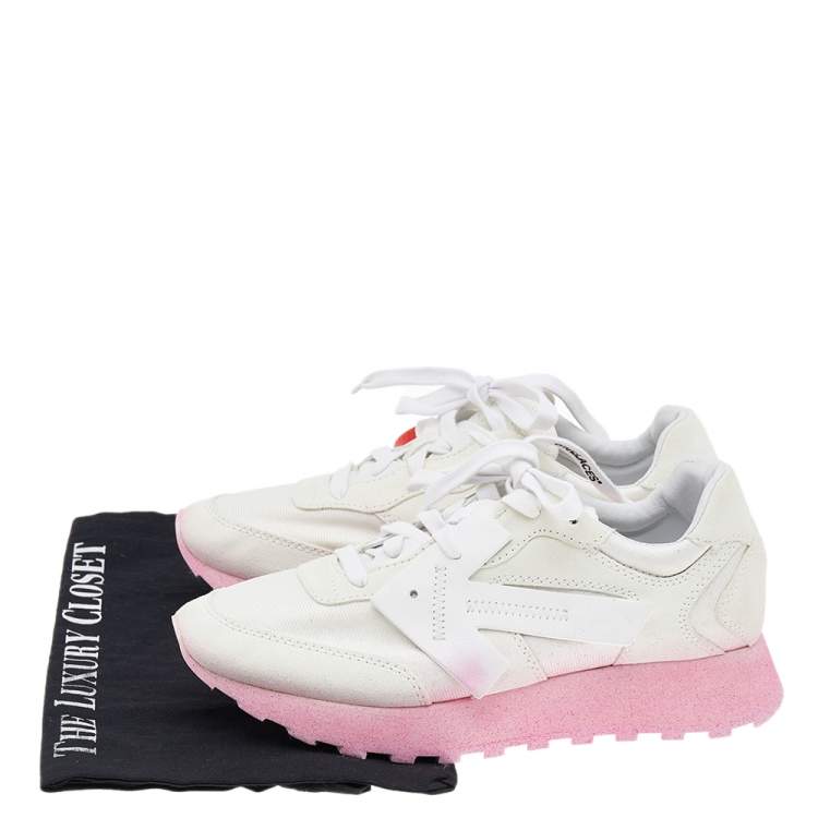 Pre Owned Off-White White Leather, Nylon, and Suede Degrade HG Runner Sneakers Size 38
