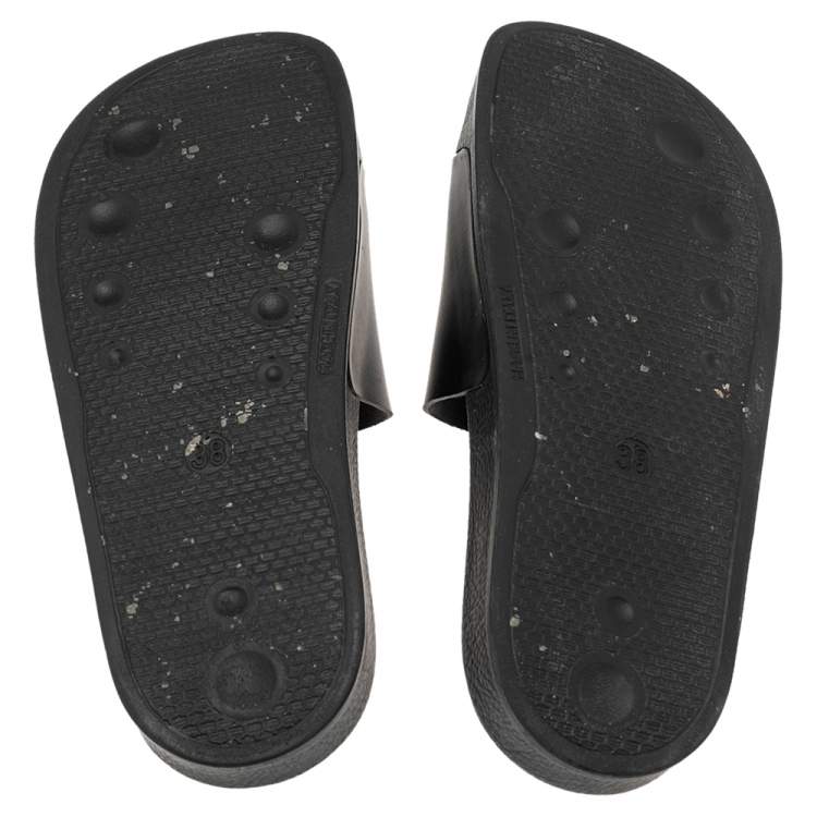 Pre Owned Off-White Black Rubber Off Pool Slide Sandals Size 38