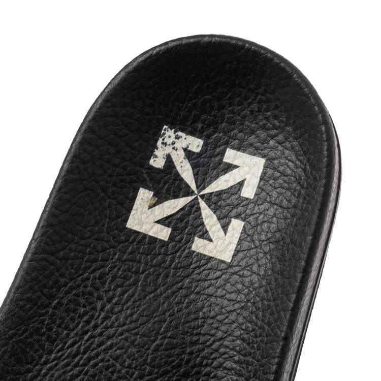 Pre Owned Off-White Black Rubber Off Pool Slide Sandals Size 38