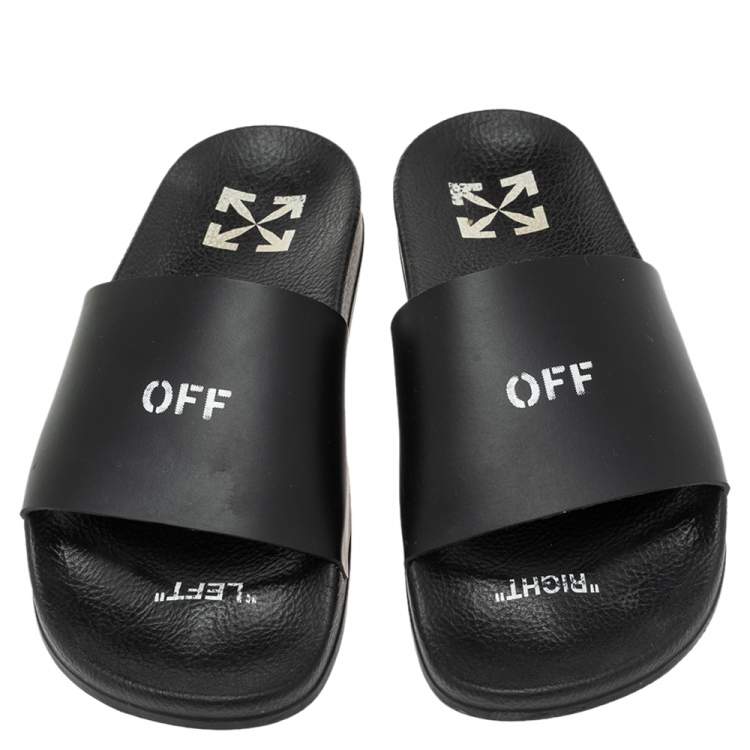 Pre Owned Off-White Black Rubber Off Pool Slide Sandals Size 38