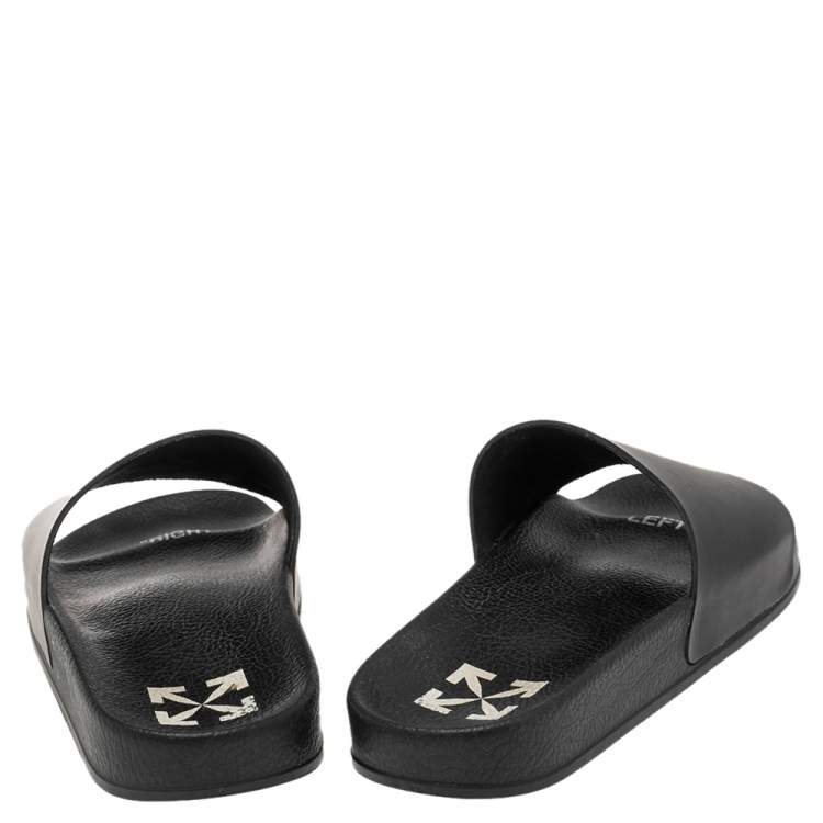 Pre Owned Off-White Black Rubber Off Pool Slide Sandals Size 38