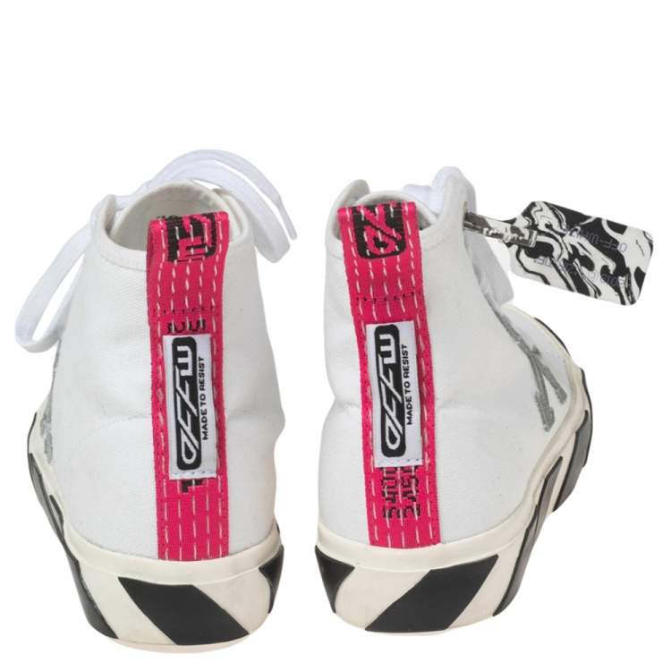 Pre Owned Off White White Canvas High-top Arrow Sneakers Size 39