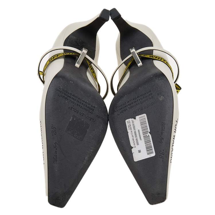 Pre Owned Off-White White Leather Mule Sandals Size 38