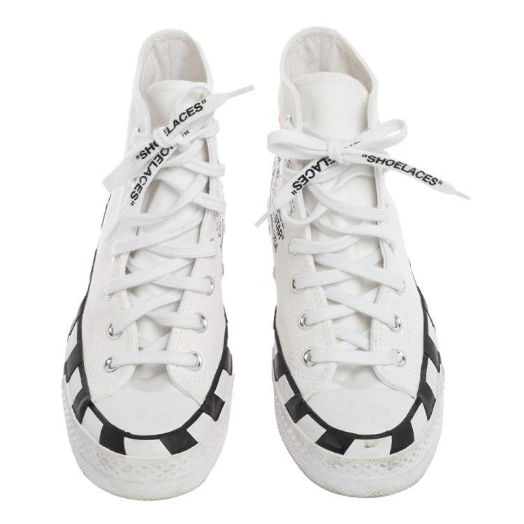 Pre Owned Off-White  White Canvas High Top Sneakers Size 38
