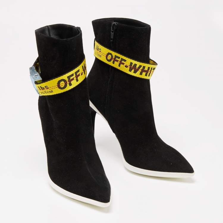 Pre Owned Off-White Black Suede Off-White Co Virgil Abloh Ankle Boots Size 38