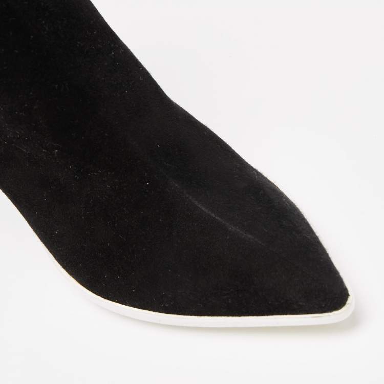 Pre Owned Off-White Black Suede Off-White Co Virgil Abloh Ankle Boots Size 38