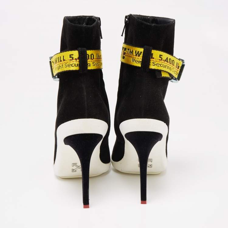 Pre Owned Off-White Black Suede Off-White Co Virgil Abloh Ankle Boots Size 38