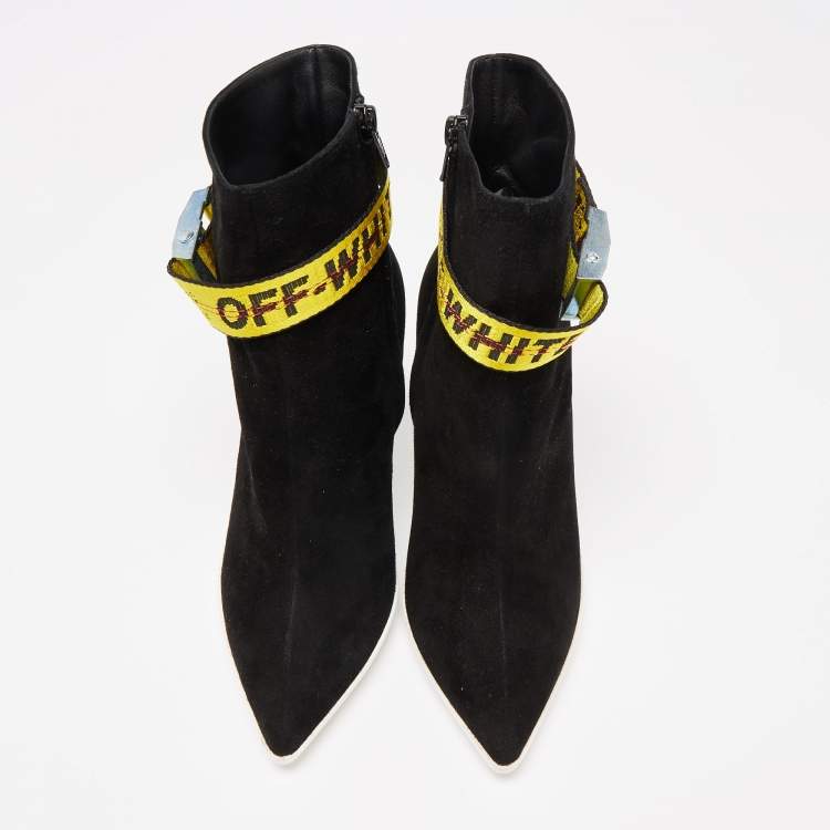 Pre Owned Off-White Black Suede Off-White Co Virgil Abloh Ankle Boots Size 38
