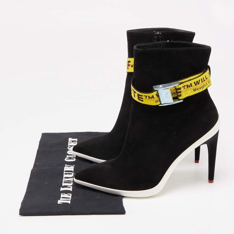 Pre Owned Off-White Black Suede Off-White Co Virgil Abloh Ankle Boots Size 38