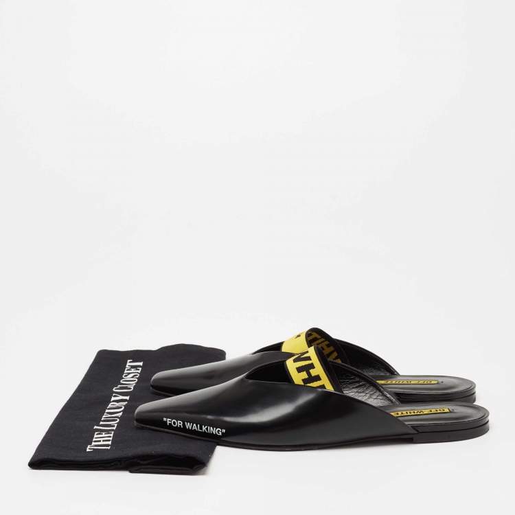 Pre Owned Off-White Black Leather Mule Sandals Size 41