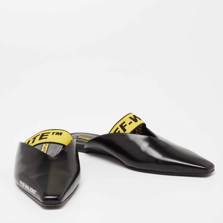 Pre Owned Off-White Black Leather Mule Sandals Size 41