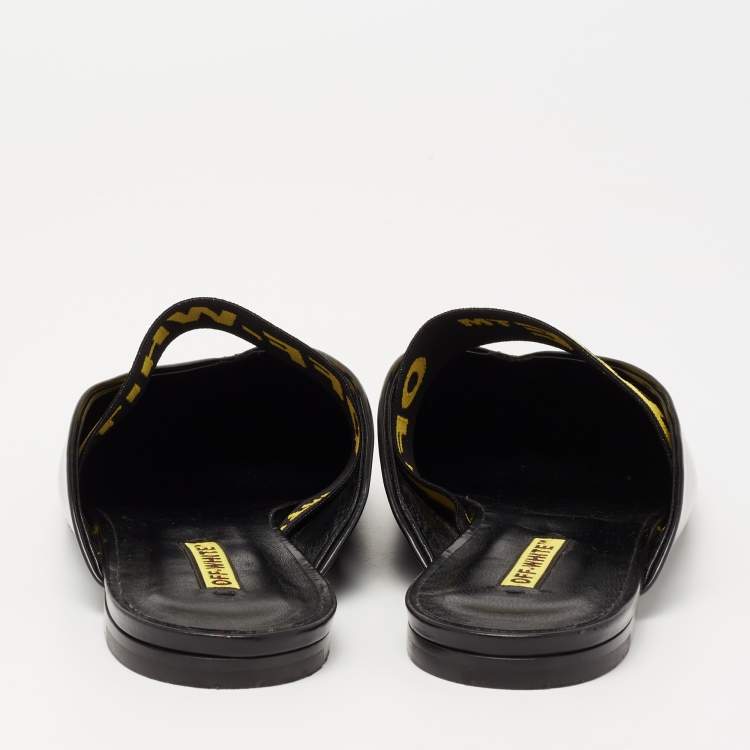 Pre Owned Off-White Black Leather Mule Sandals Size 41