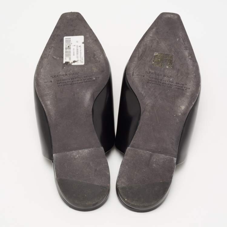 Pre Owned Off-White Black Leather Mule Sandals Size 41