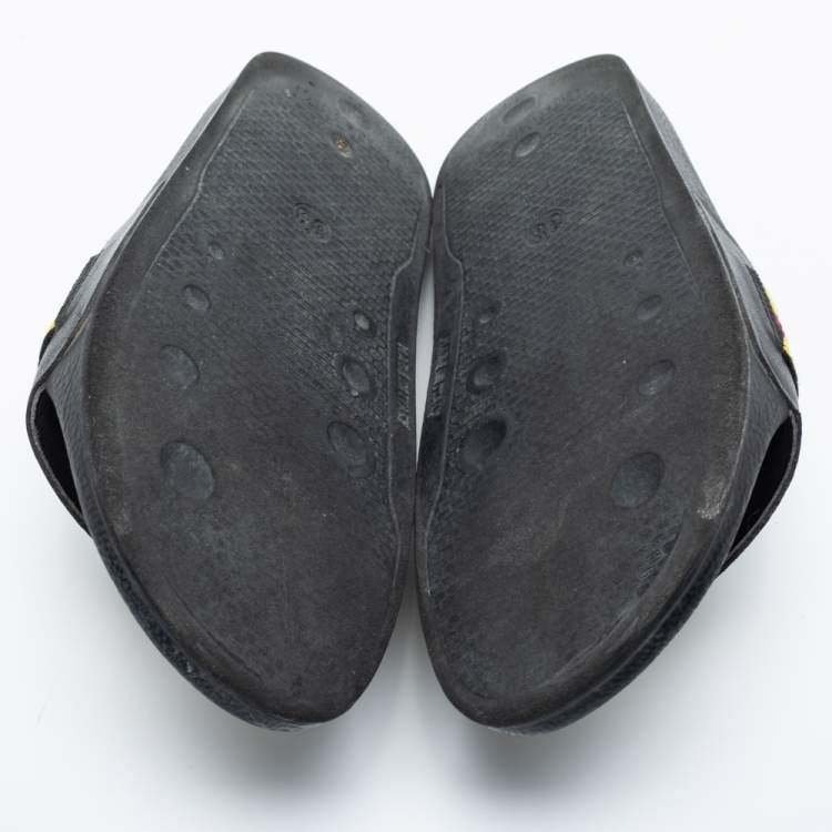 Pre Owned Off-White Black Rubber C/O VIRGIL Slide Sandals Size 38