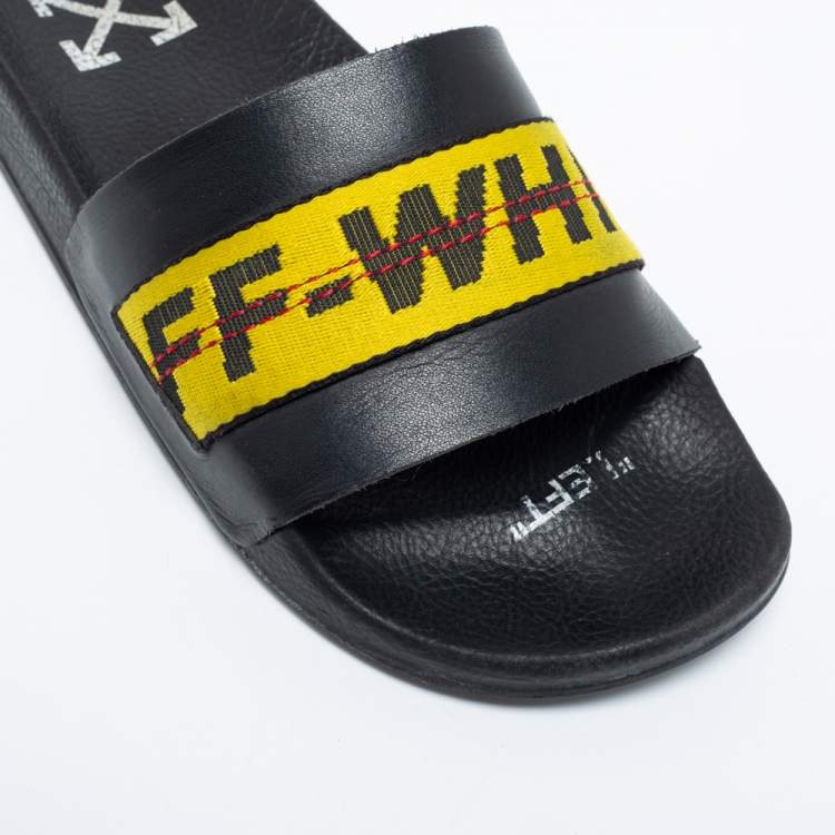 Pre Owned Off-White Black Rubber C/O VIRGIL Slide Sandals Size 38