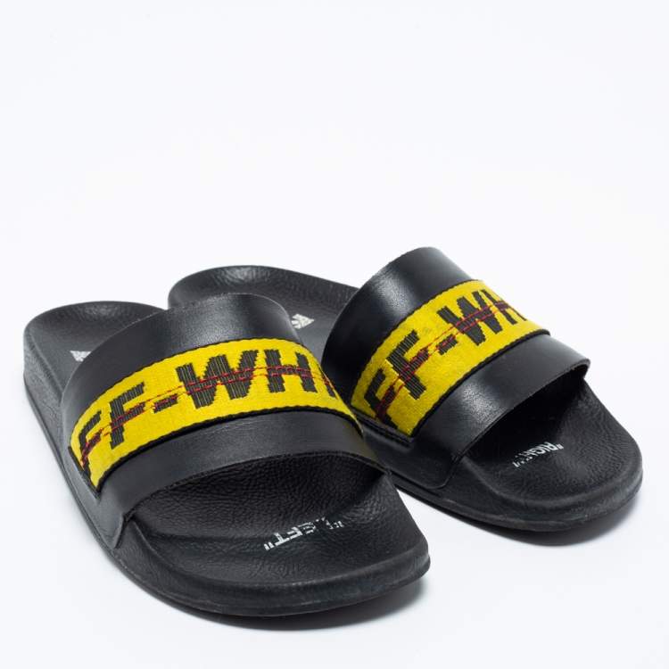 Pre Owned Off-White Black Rubber C/O VIRGIL Slide Sandals Size 38