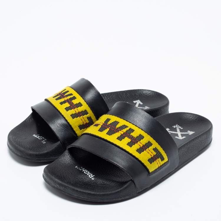 Pre Owned Off-White Black Rubber C/O VIRGIL Slide Sandals Size 38