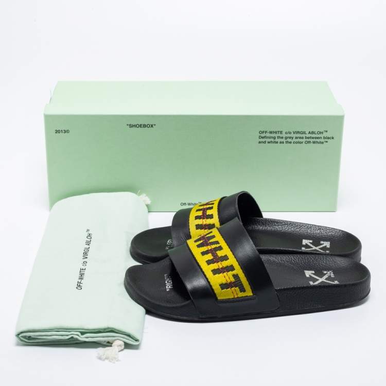 Pre Owned Off-White Black Rubber C/O VIRGIL Slide Sandals Size 38