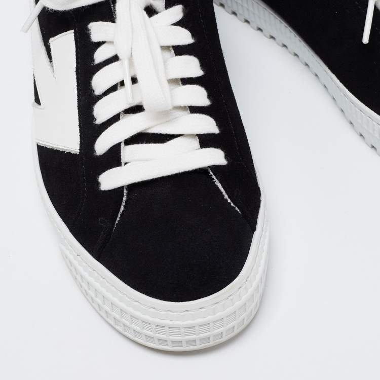 Pre Owned Off-White Black Suede Arrow Low-Top Sneakers Size 39