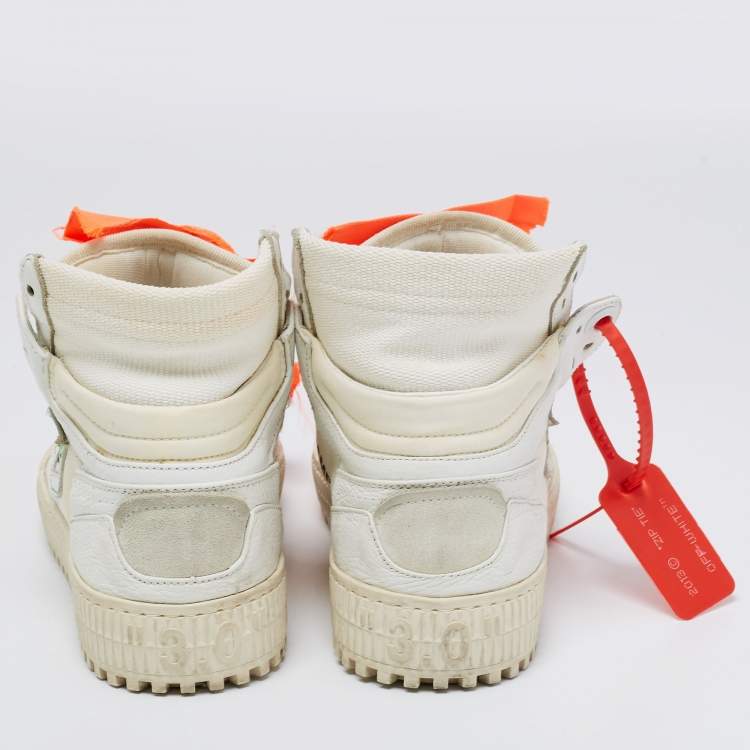 Pre Owned Off-White White Leather Off Court 3.0 High Top Sneakers Size 35