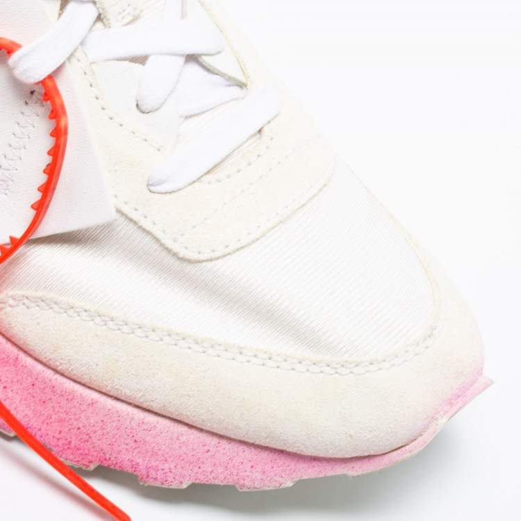 Pre Owned Off-White White Fabric and Suede Degrade HG Runner Sneakers Size 40