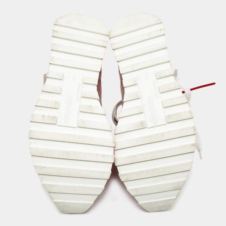 Pre Owned Off-White White Fabric and Suede Degrade HG Runner Sneakers Size 40