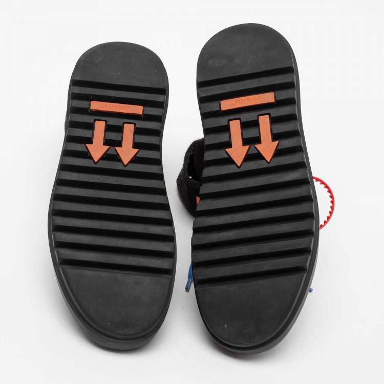 Pre Owned Off-White Black Knit Fabric Moto Wrap Velcro Detailed Sneakers Size 37 