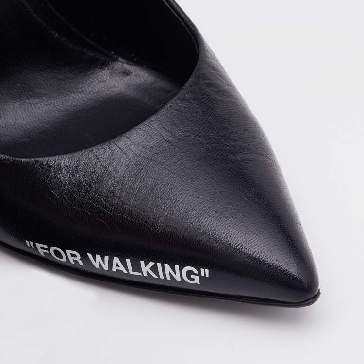 Pre Owned Off-White Black Leather For Walking Pointed Toe Pumps Size 38