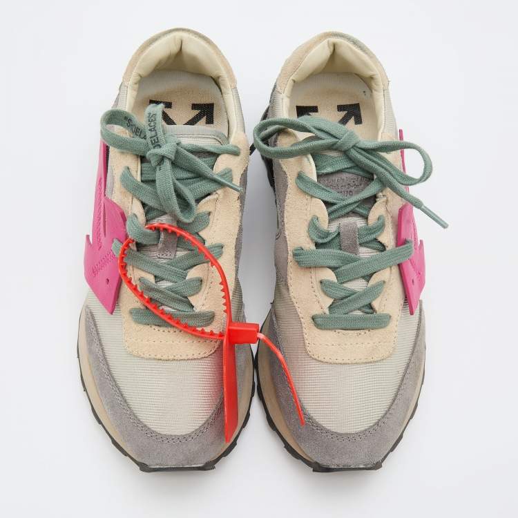 Pre Owned Off-White Multicolor Suede and Leather Runner Arrow Low Top Sneakers Size 36