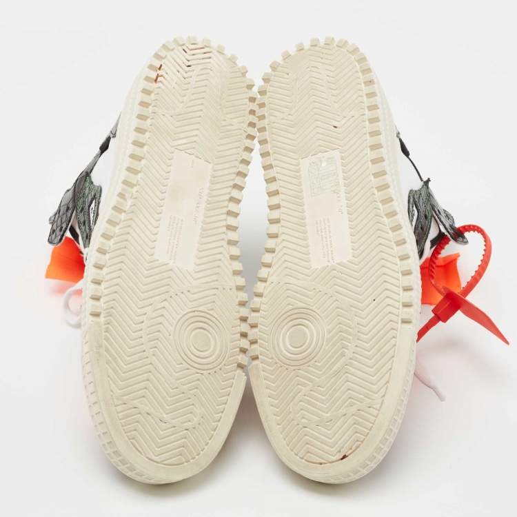 Pre Owned  Off-White White/Black Leather And Canvas Off Court 3.0 High Top Sneakers Size 40