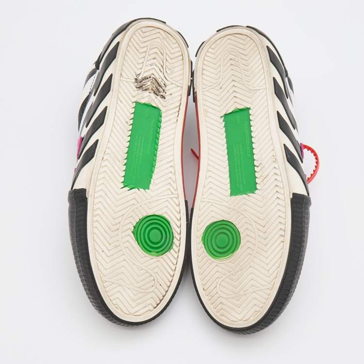 Pre Owned Off-White Black/White Canvas and Suede Vulcanized Striped Low Top Sneakers Size 38