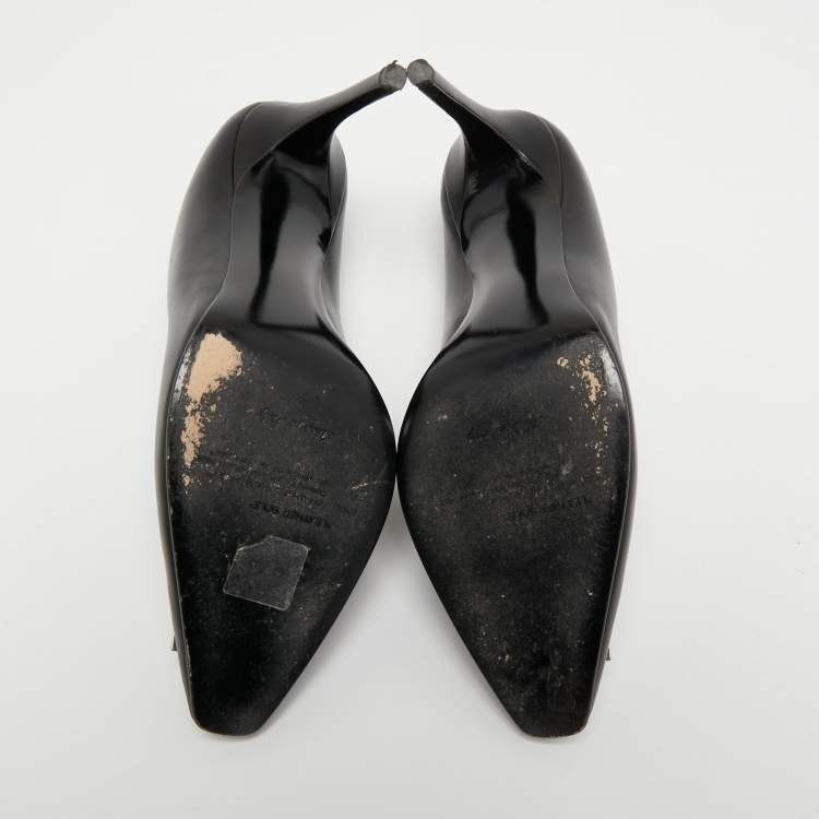 Pre Owned Off White Black Leather Arrow Embellished Pumps Size 41