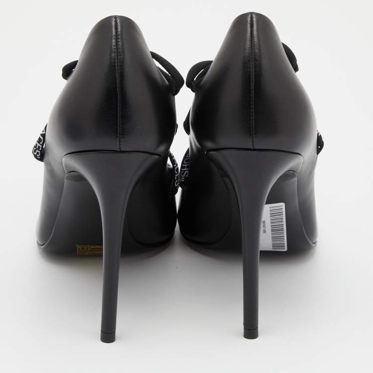 Pre Owned Off-White Black Leather Lace Up Pumps Size 39