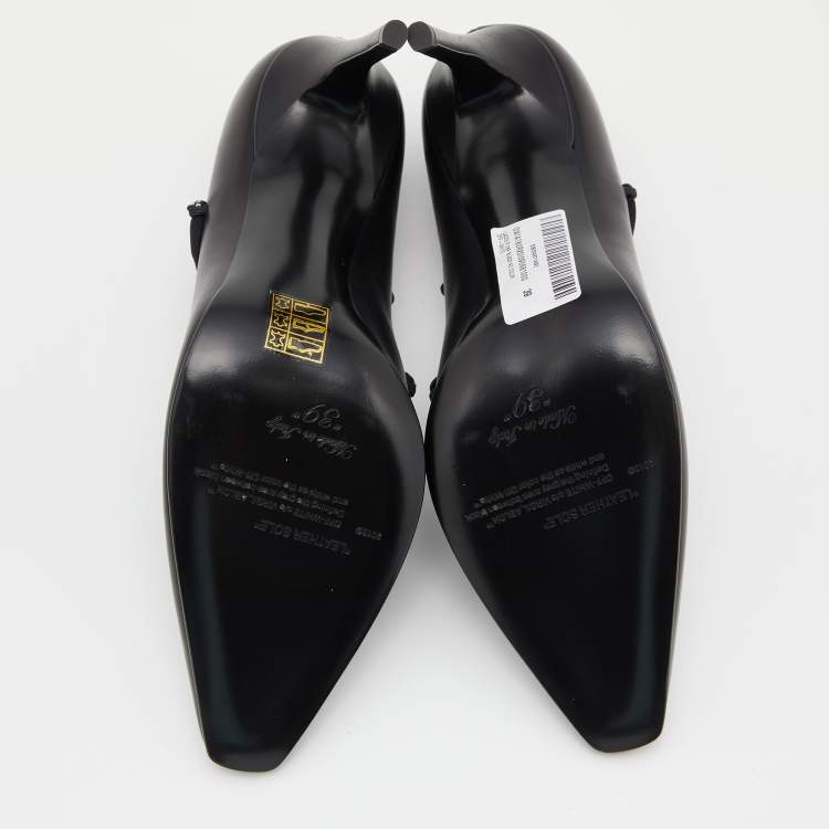 Pre Owned Off-White Black Leather Lace Up Pumps Size 39
