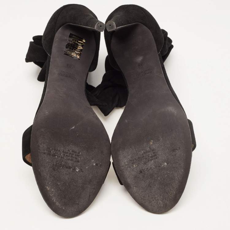 Pre Owned Off-White Black Suede Ankle Wrap Sandals Size 39