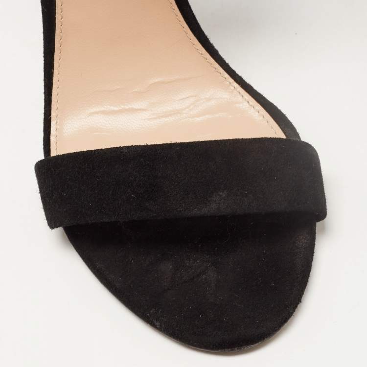 Pre Owned Off-White Black Suede Ankle Wrap Sandals Size 39