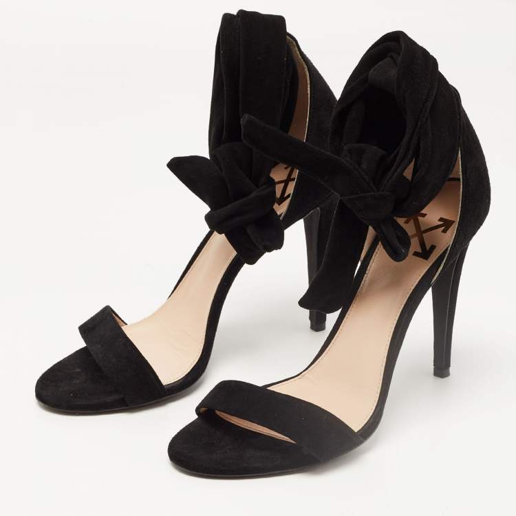 Pre Owned Off-White Black Suede Ankle Wrap Sandals Size 39